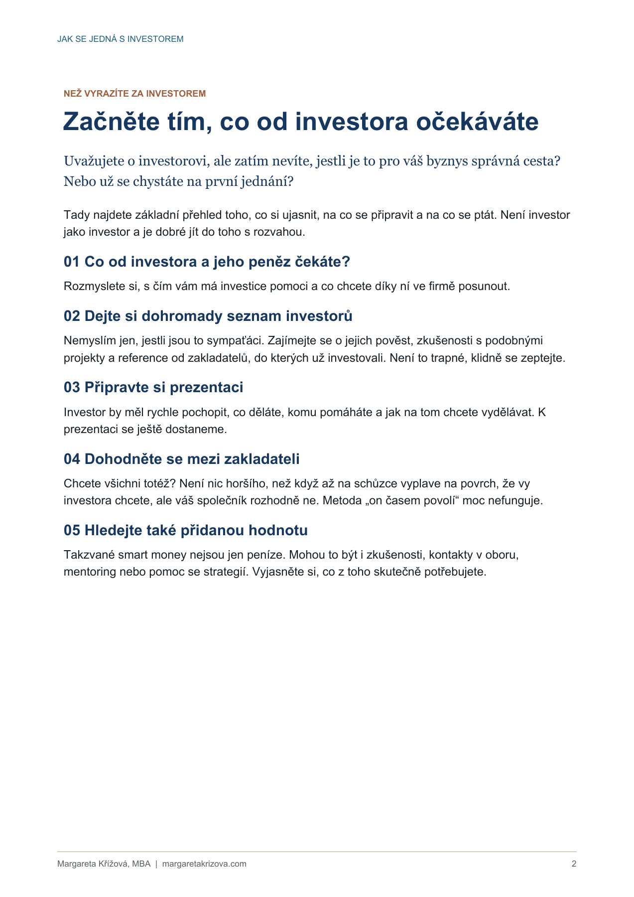 Ukázka z průvodce: Než vyrazíte za investorem